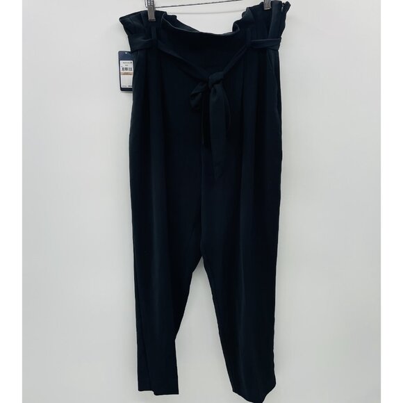 RACHEL Rachel Roy Womens Size 12 Paper Bag Tapered Pants with Belt in Black $99 - Picture 2 of 10